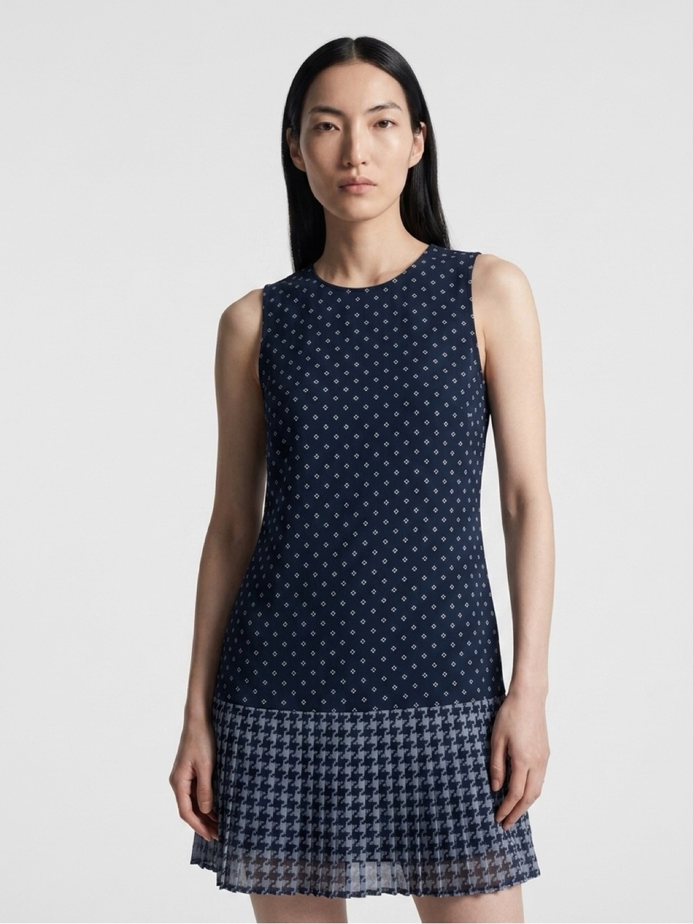 Abercrombie & Fitch Navy Geometric Print Pleated Hem Dress NWT Size 0
